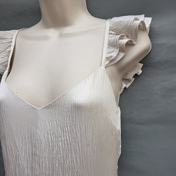 Altar'd State Champagne Dress Ruffle Tiered Satin Romantic Sz XS Sweetheart Neck - Picture 3 of 7